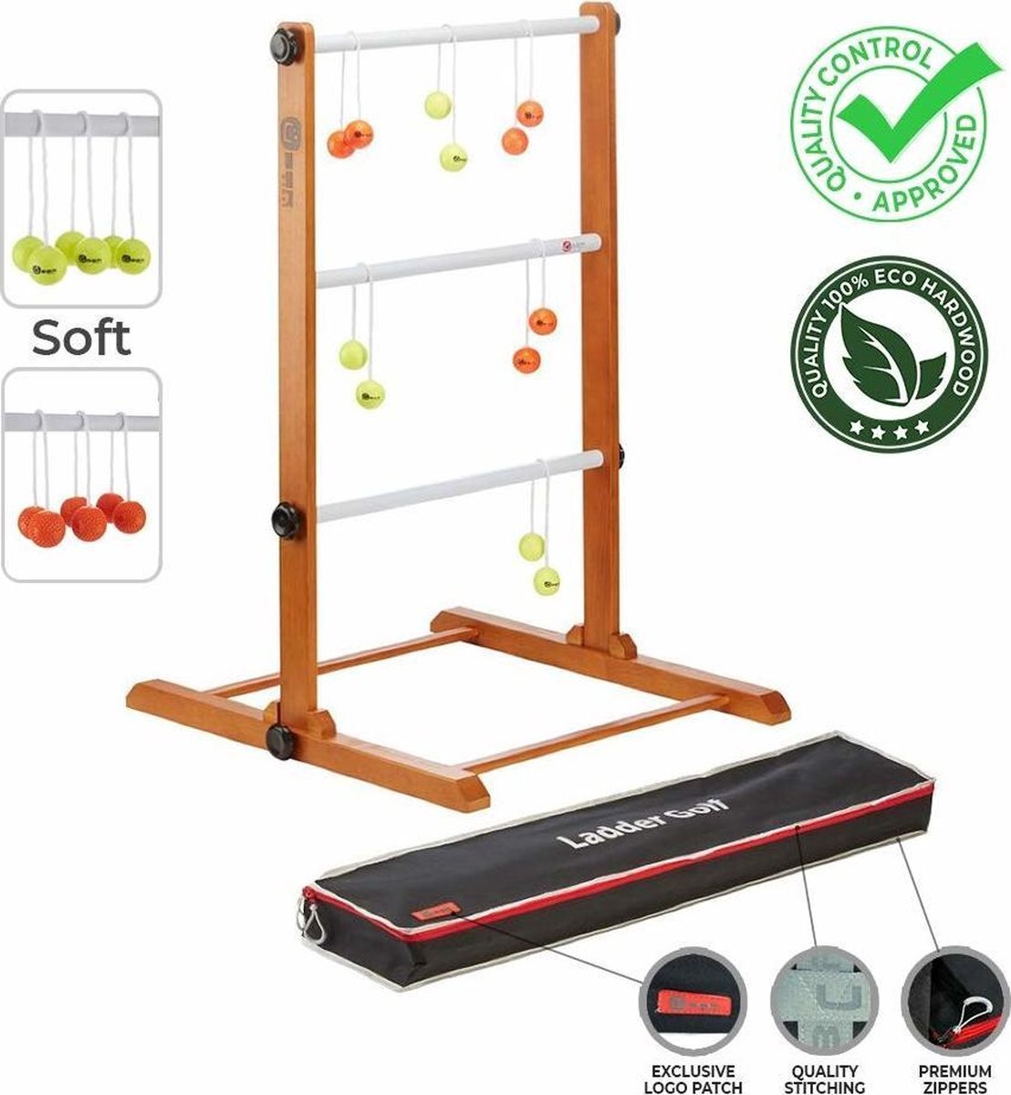 Ubergames Laddergolf spel - Soft-Golf ballen - Fluor Oranje Geel - Luxe Compleet en Prof.