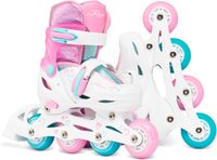 RAVEN Loret Glitter Verstelbare Skeelers Lichtgevende Wielen LED 34-37 Wit/Mintgroen/Roze