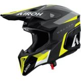 Airoh Wraaap Conquer Casque de motocross, noir mat/gris/jaune néon, XS (53/54)
