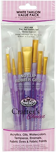 Royal & langnickel Royal and Langnickel Crafter's Choice Flat Taklon Variety Brush Set - Wit (Pack van 7)