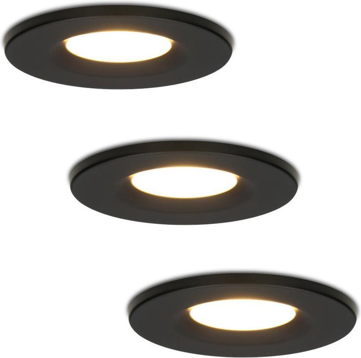 Lightexpert Hoftronics Venezia Inbouwspot - LED - Set van 3 stuks - IP65 - Dimbaar - Zwart