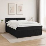 vidaXL Boxspringbed met matras Zwart 180 x 200 cm Fluweel