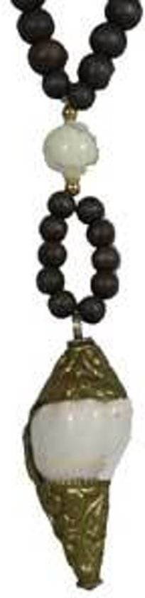 Heaven Eleven - dames ketting - Bruin hout met sterling zilver schelp