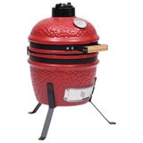 VidaXL Kamado barbecue/grill Ton Houtskool + brandhout Rood
