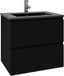 Saniclass Chaci Ensemble de meubles de salle de bain - 60x45x55cm - lavabo en céramique noir mat - 1 vasque - 1 trou de robinetterie - 2 tiroirs - noir mat