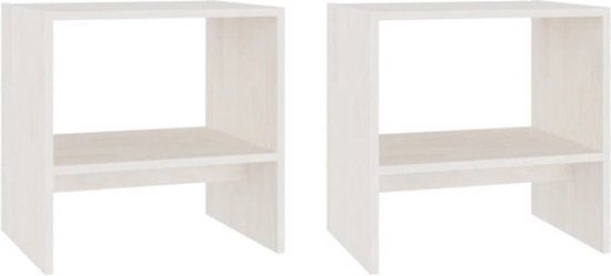 vidaXL Nachtkastjes 2 stuks 40x30,5x40 cm massief grenenhout wit
