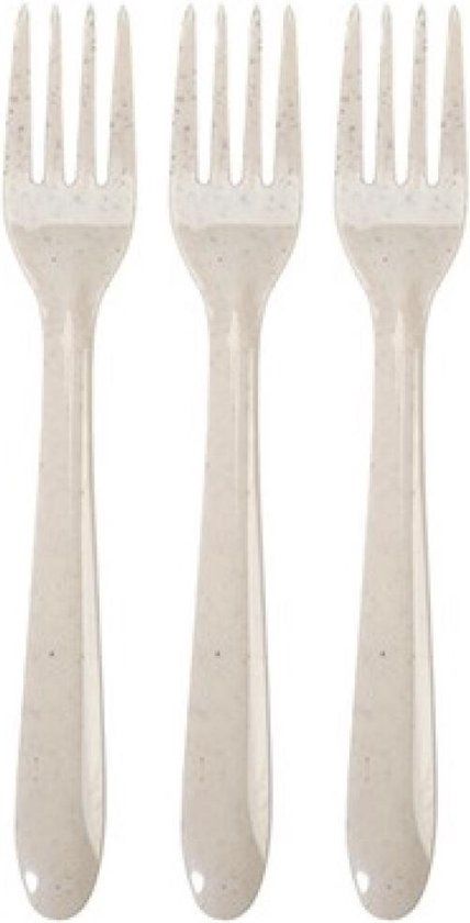 Camping/BBQ Gourmet Bestek - 6x Vorken - Bio/Eco - Beige