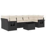 vidaXL 8-delige Loungeset met kussens, polyrattan, zwart