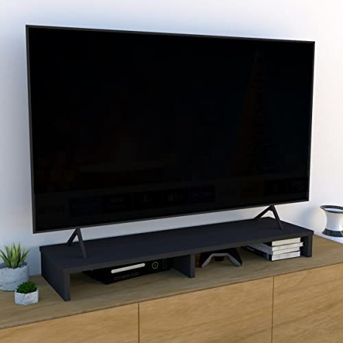 Henor TV-standaard - Houten schermverhoger 115 x 35 x 12 cm - Grafiet