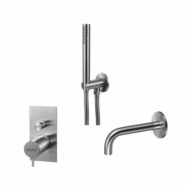 Qisani Flow inbouw badkraanset Geborsteld Rvs 25640.02