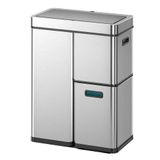 EKO Mirage 'plus Sensor Prullenbak 3 Vakken, 2 x 15 L & 30 L, Recycler Automatische Afvalemmer met Soft Close Deksel, 3 Binnenemmers, Keukenvuilnisbak 60 Liter, Afvalscheidingssysteem, mat RVS