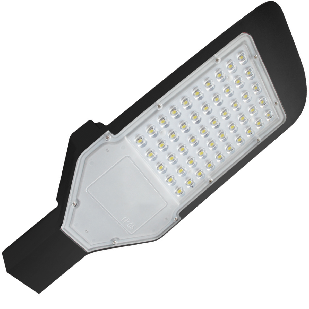 BES LED LED Straatlamp - Orny - 50W - Helder/Koud Wit 6400K - Waterdicht IP65 - Mat Zwart - Aluminium