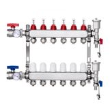Latios Répartiteur de chauffage au sol - 6 groupes - Acier inoxydable - Taille de connexion 1,27 cm PEX