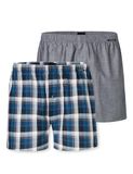 Schiesser Boxershorts 2-pack geweven ruit meerkleurig - Boxershorts multipack Heren Onderbroek - grijs, blauw