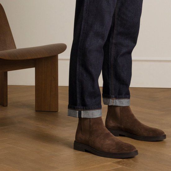 Manfield Heren Bruine suède chelsea boots Maat 42