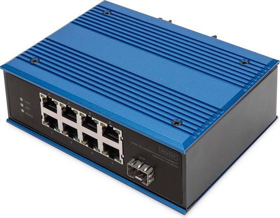 Digitus Industrial 8-Port 10/100 PoE Unmanaged Switch - Black/Blue