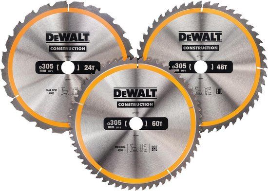 DeWALT DT1964 Cirkelzaagbladen Set 305mm (24T/48T/60T) - Hout