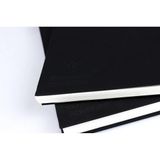 Clairefontaine 34290C Genaaid Schetsboek Goldline - 50 Vellen Wit Tekenpapier - A6 10,5x14,8 cm 140g - Liggend Formaat - Stevige Zwarte Kaft met Linnenlook