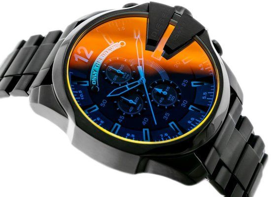Diesel Mega Chief DZ4318 Herenhorloge 51 mm - Zwart | Zwart/Rood Stalen Band