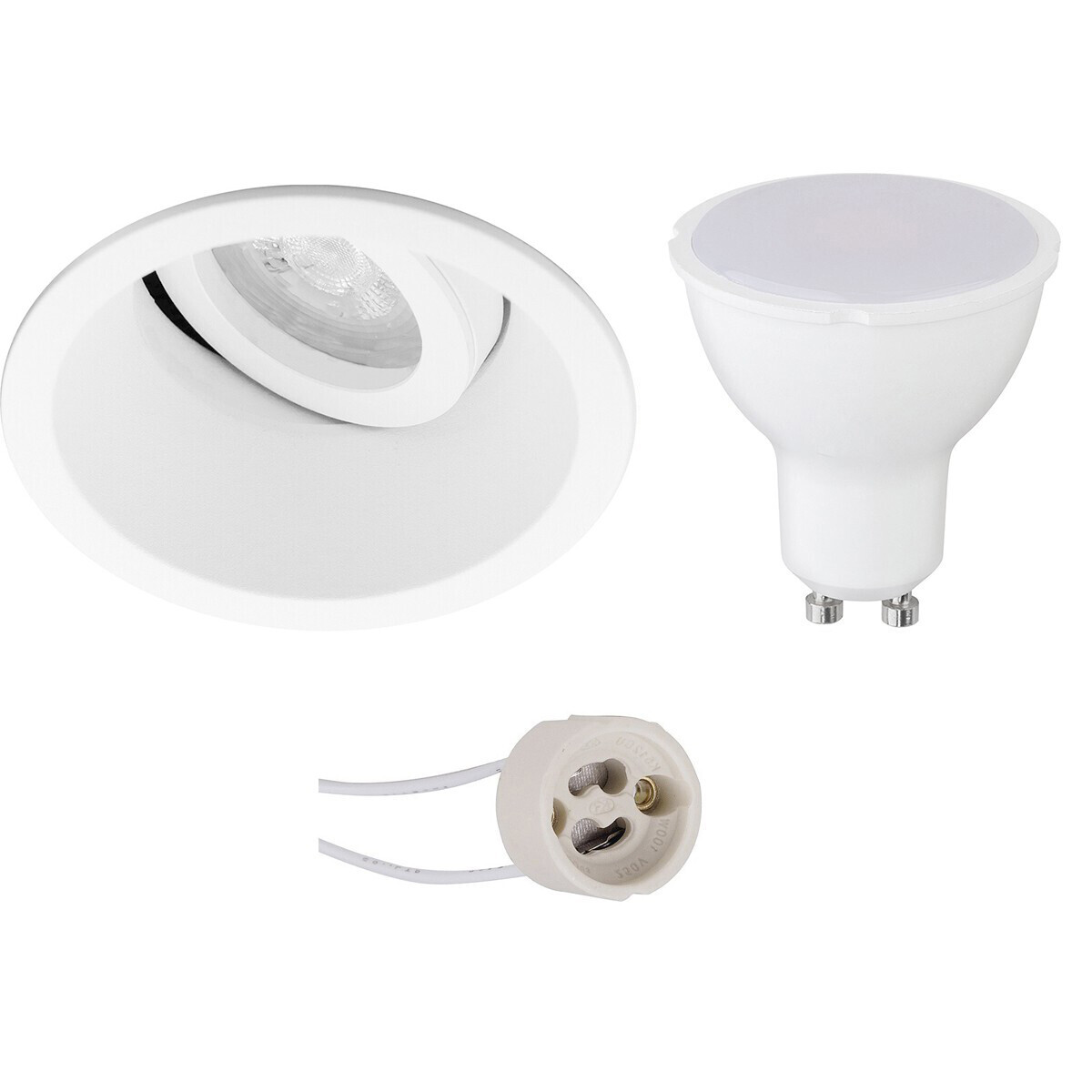 BES LED LED Spot Set - Pragmi Zano Pro - GU10 Fitting - Dimbaar - Inbouw Rond - Mat Wit - 6W - Natuurlijk Wit 4200K - Kantelbaar - Ã˜93mm