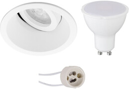 BES LED LED Spot Set - Pragmi Zano Pro - GU10 Fitting - Dimbaar - Inbouw Rond - Mat Wit - 6W - Natuurlijk Wit 4200K - Kantelbaar - Ã˜93mm