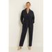 Claudia Sträter CLAUDIA BY CLAUDIA STRÄTER wide leg broek met krijtstreep - donkerblauw/wit