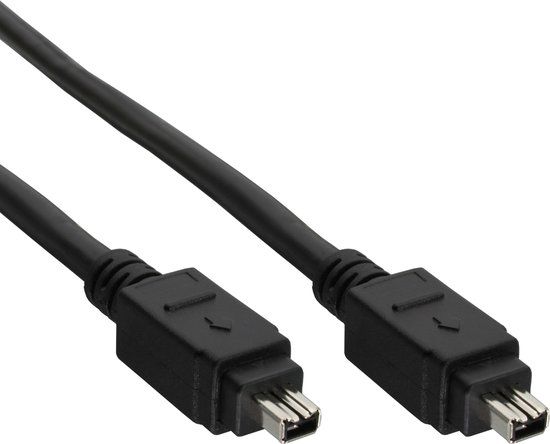 InLine FireWire-kabel, IEEE1394 4pin male / male, zwart, 3m