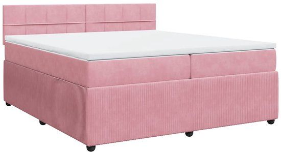 vidaXL Boxspring met matras fluweel roze 200x200 cm