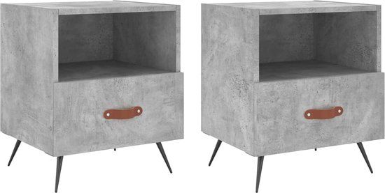 vidaXL Nachtkastjes - 2 stuks - 40x35x47,5 cm - Bewerkt Hout - Betongrijs