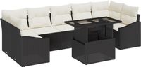vidaXL Banc de jardin Noir et crème polyrotin