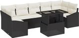 vidaXL Banc de jardin Noir et crème polyrotin
