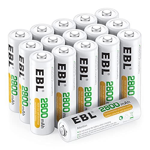 EBL AA oplaadbare batterijen 2800 mAh 16 stuks (Ni-MH, geringe zelfontlading, voorgeladen)