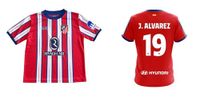 Atlético de Madrid, officiële replica 1e team 24/25 Julián Álvarez, shirt voor volwassenen, rood-wit, design met wapen Atleti, rood en wit, maat L