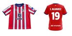 Atlético de Madrid, officiële replica 1e team 24/25 Julián Álvarez, shirt voor volwassenen, rood-wit, design met wapen Atleti, rood en wit, maat L