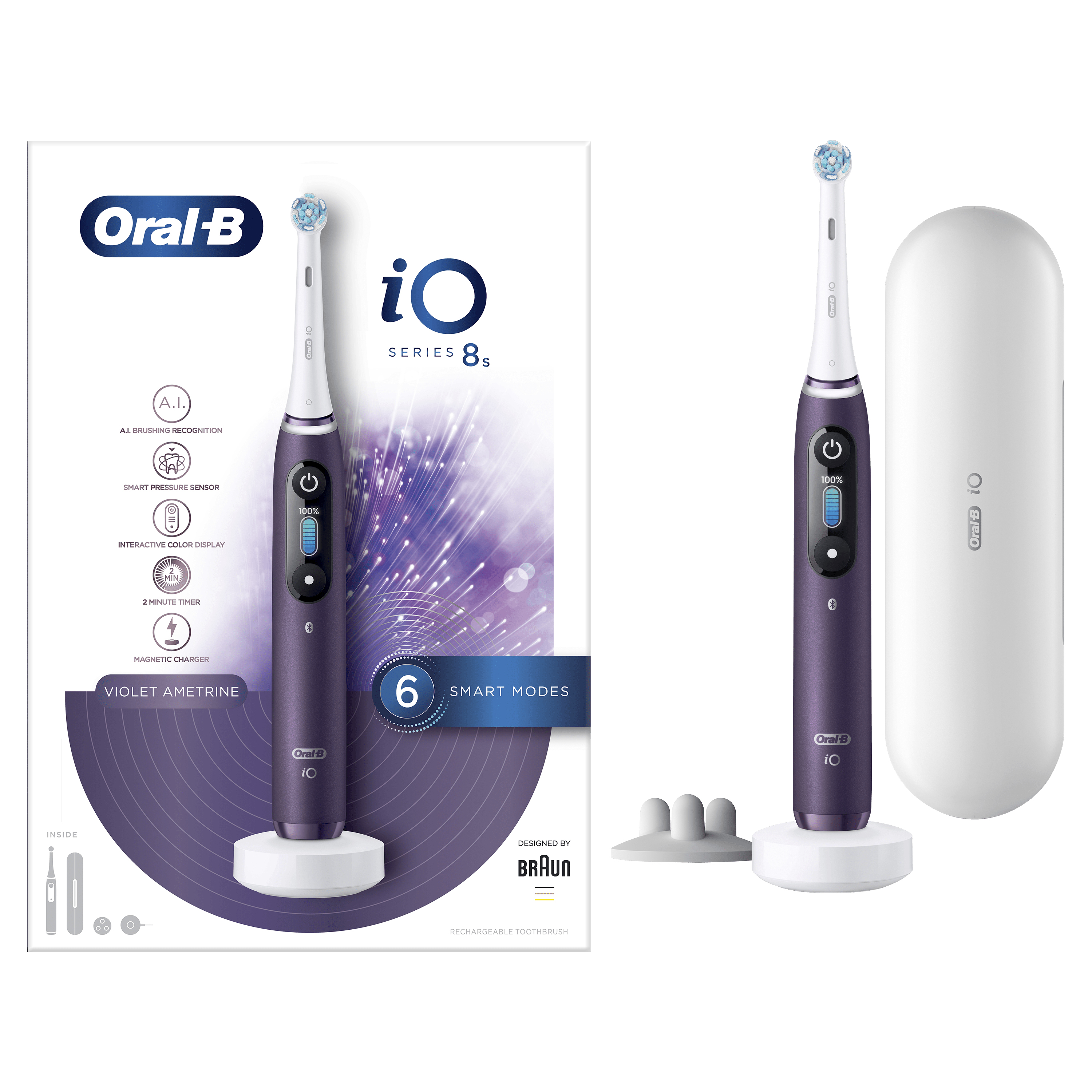 Oral-B iO - 8s - Elektrische Tandenborstel Paars Powered By Braun