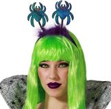 Atosa Halloween/horror verkleed diadeem/tiara - met grote spinnen - kunststof - voor dames/meisjes