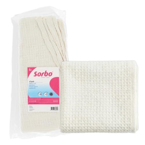 Sorbo Wafeldoek - Absorberende Pluisvrije Keukendoeken met Wafelstructuur, Schoonmaakdoek voor Keuken en Aanrecht, Herbruikbaar en Geschikt voor de Wasmachine, 5 Stuks