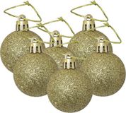 Ger Import Kerstballen - 6x stuks - Goudkleurig - Glitters - 4 cm - Kunststof