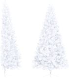 vidaXL Kunstkerstboom Half 210 cm PVC Wit