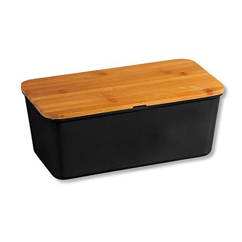 KESPER 58091 Broodtrommel - 34 x 18 x 14 cm - Zwart - Melamine & FSC-bamboe