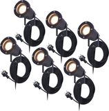 HOFTRONIC 6x Sydney GU10 Tuinspot - Zwart - Aluminium - IP65 - 2700K Warm Wit