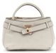 GUESS Ella Logo Mini Satchel Stone Logo crème handtas schoudertas