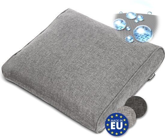 bomoe ilano – Outdoor Lounge Rugkussen 60x40cm – Tuinkussen 10cm dik, Wasbaar & UV Bescherming – Lichtgrijs
