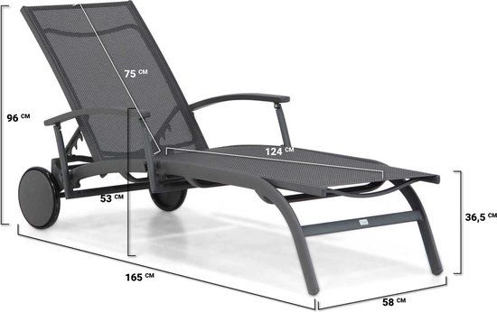 Presto Lettino Lounger Verstelbaar - Grijs-Antraciet - Aluminium