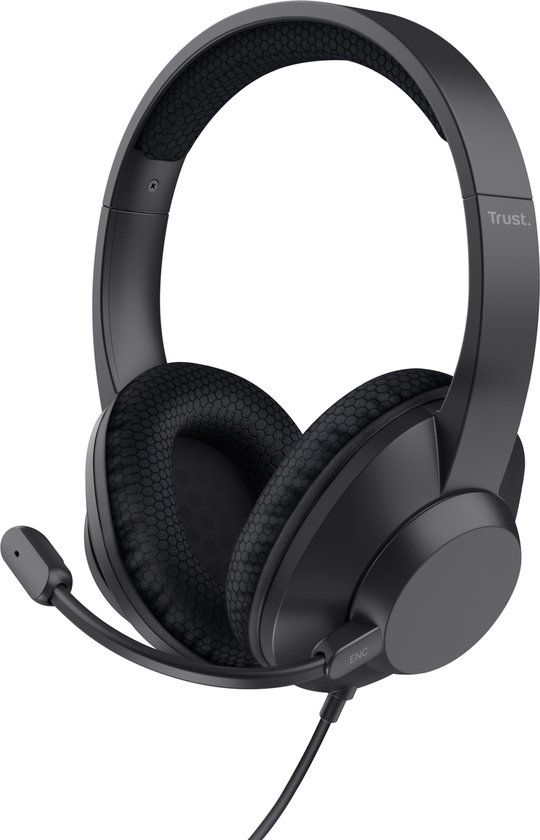 Trust Ayda Max USB ENC Headset - PC Headset - Noise Cancelling Microfoon - Bedraad via USB - Verstelbare Hoofdband - Zwart