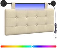 vidaXL Hangend hoofdbord met LED-verlichting Crèmekleurig Stof