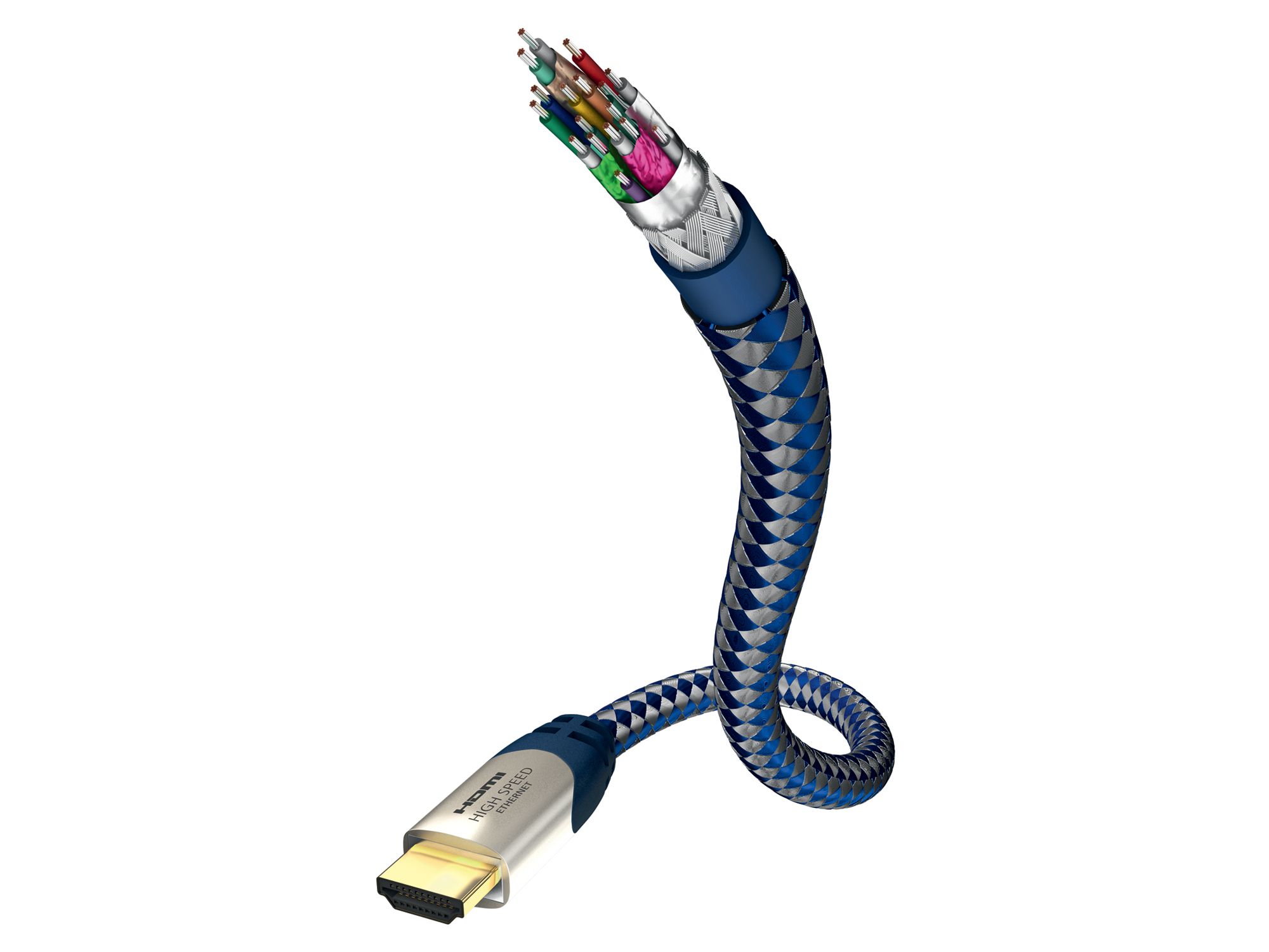 Inakustik HDMI Kabel - 0.75m - Male/Male - Goud - Blauw - 00423007