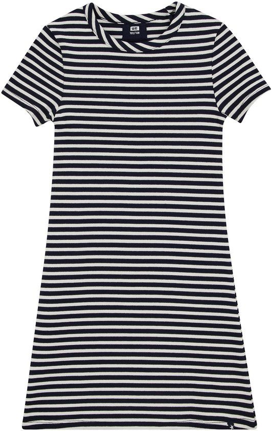 WE Fashion Meisjes jurk van ribstof met contrast