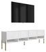3E 3xE living.com 3xE living TV-meubel met geribbelde voorpanelen, matwit, en rechte, gouden poten