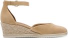Tamaris - Dames - Hoge hakken - Sleehak - Klittenband - Leer/Suède/Textiel/Synthetisch - Rubber - 8 cm en hoger - Rond - Effen - Casual - Normaal - Tan - 38